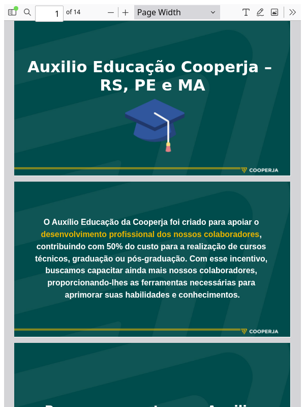 Auxílio educação - RS, PE e MA