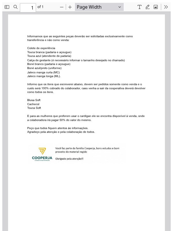 Informação sobre os uniformes